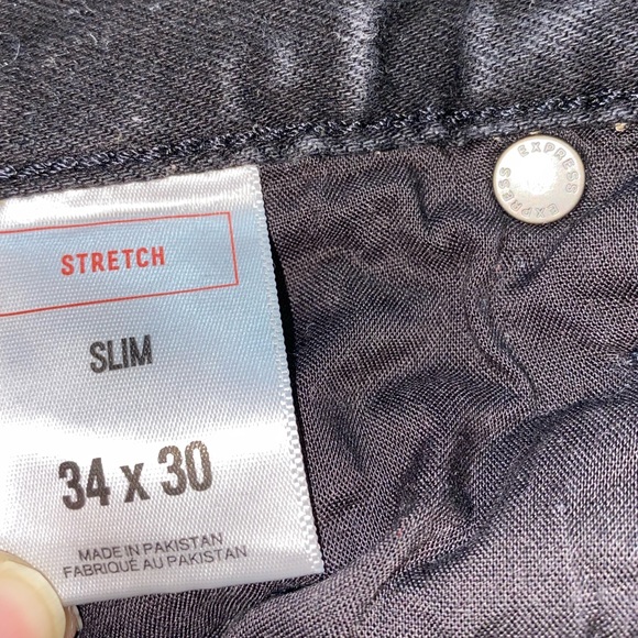 🔥 Express Black Denim Slim Jeans Men 32W x 30L - Picture 5 of 7